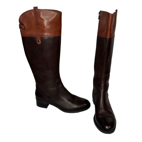 FRANCO SARTO Clove2 Clove 2 Two Tone Brown Leather Riding Boots - Picture 1 of 16